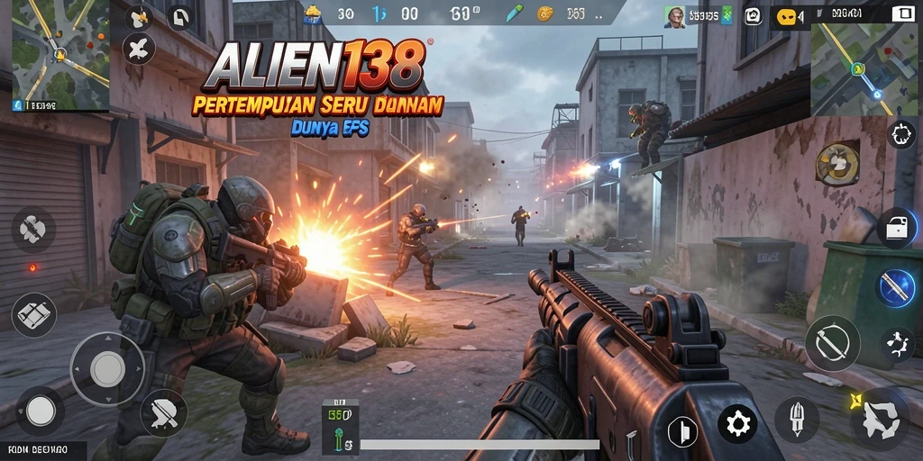 Tampilkan gameplay seru ALIEN138 dengan pertempuran FPS yang mendebarkan.