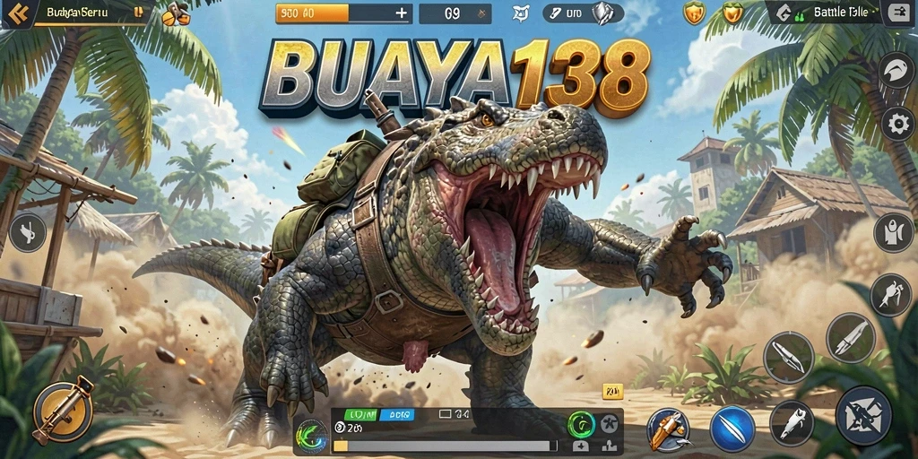 Gameplay seru di BUAYA138 dalam arena pertarungan Battle Royale.