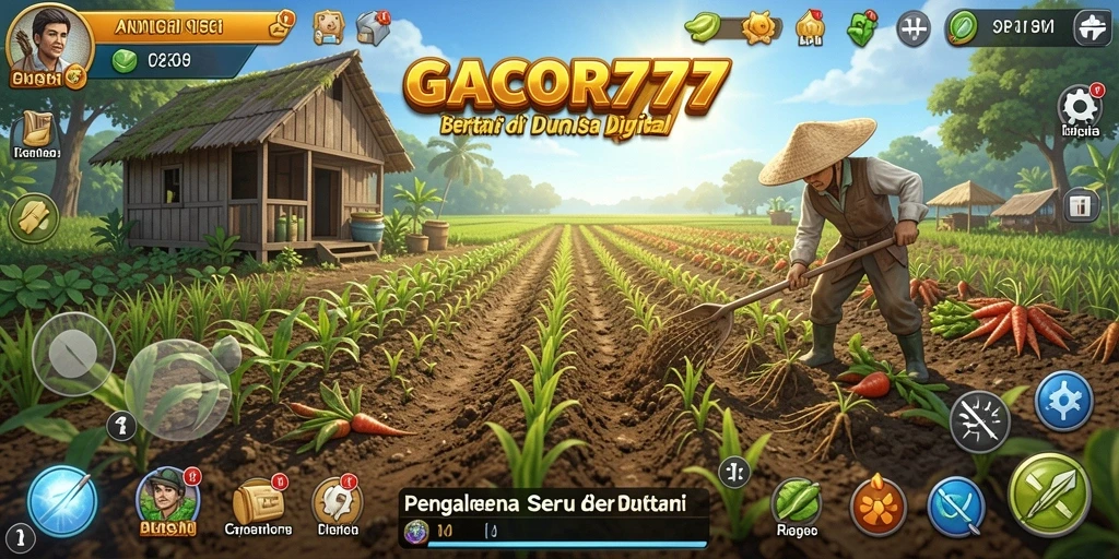 Tampilan gameplay menakjubkan dari GACOR777 dengan aktivitas bertani.