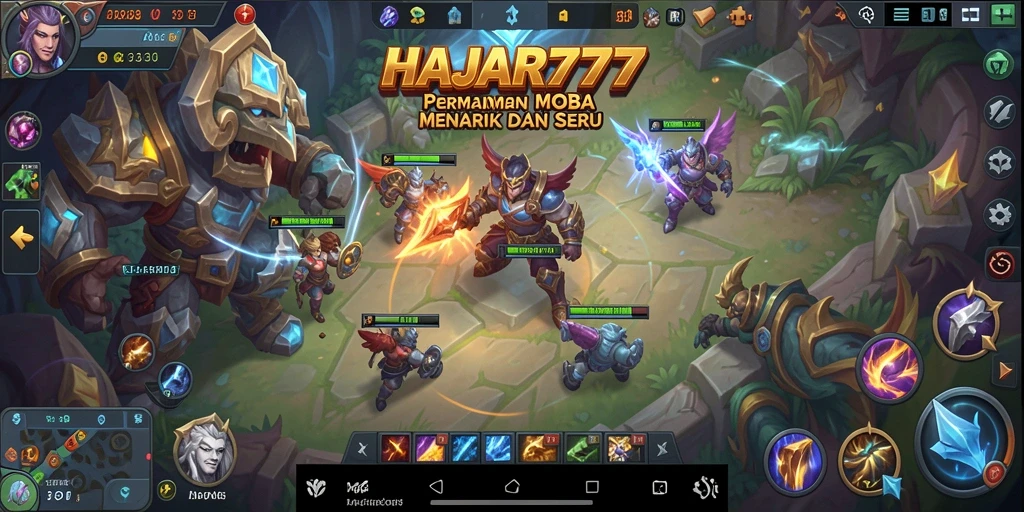 Tampilan gameplay seru di arena pertempuran HAJAR777.