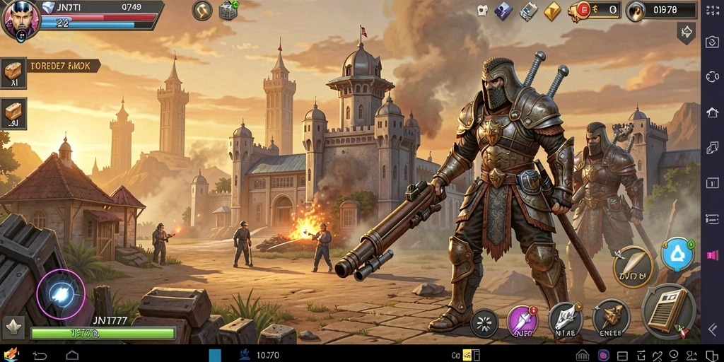 Screenshot menunjukkan gameplay intens dari pertahanan menara yang strategis.