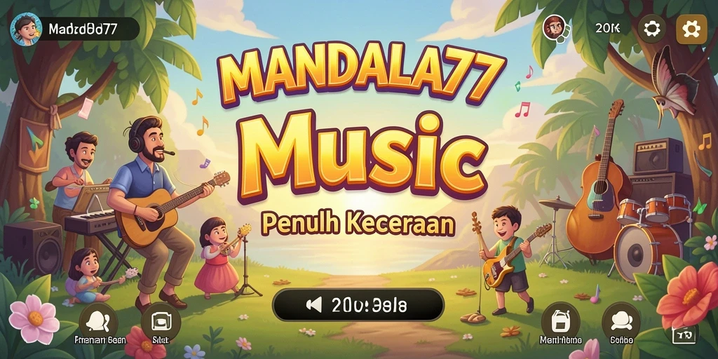 Tampilan utama gameplay MANDALA77 dengan berbagai pilihan musik.