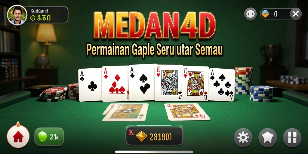 Tampilan utama gameplay Gaple di MEDAN4D yang menarik.