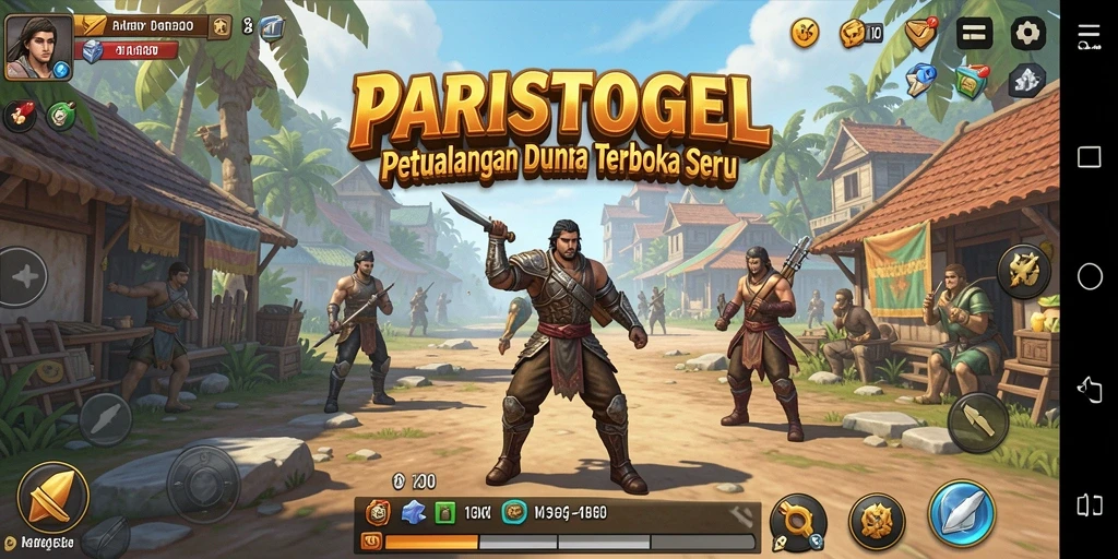 Tangkapan layar menunjukkan petualangan seru dalam dunia terbuka PARISTOGEL.