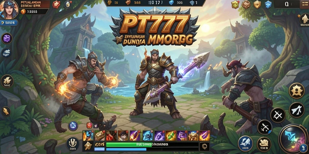 Screenshot gameplay PT777 menampilkan pertempuran seru dalam dunia MMORPG.