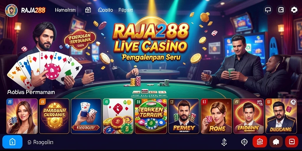 Tampilan gameplay Live Casino yang mendebarkan dan interaktif di RAJA288.