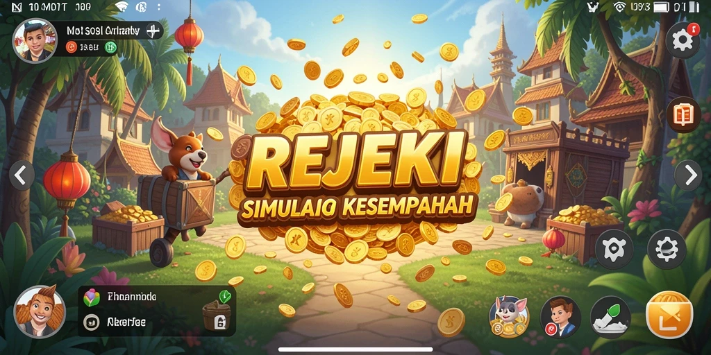 Tangkapan layar utama REJEKI menunjukkan gameplay simulasi yang menarik.