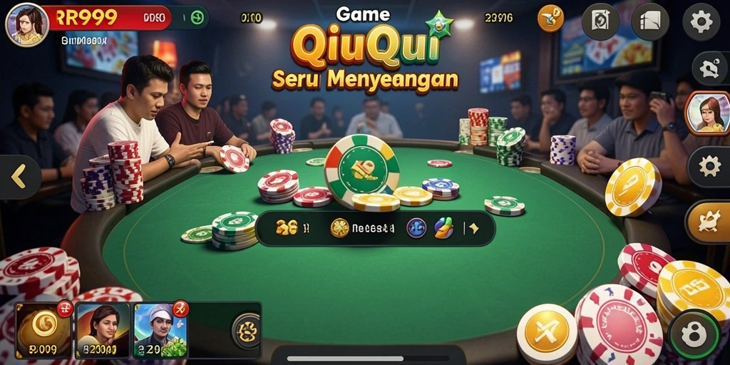 Tampilan gameplay seru dalam RR999 saat bermain QiuQiu.