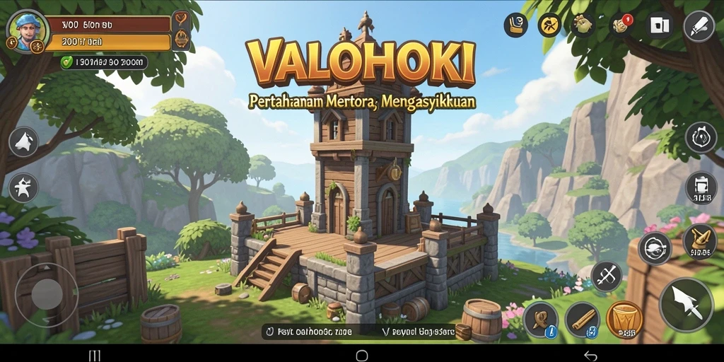Tampilan gameplay menara dengan berbagai strategi bertahan.