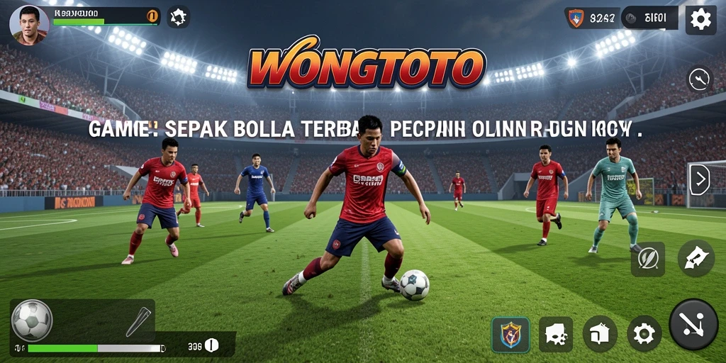 Screenshot gameplay WONGTOTO menampilkan aksi sepak bola yang mendebarkan.